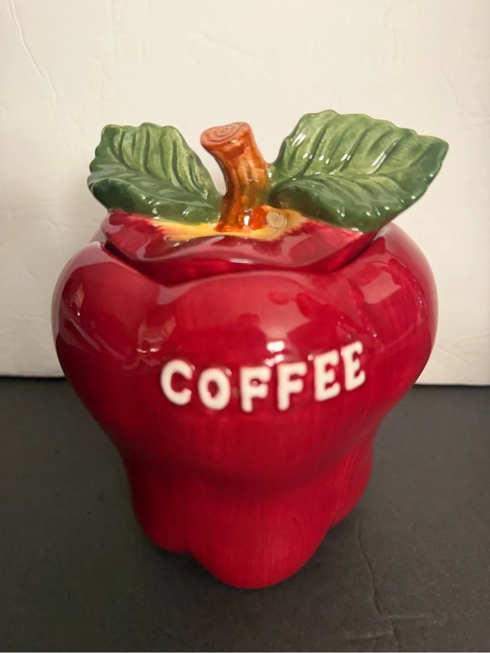 Red Apple Ceramic Tea Coffee Sugar Canister Set - Home Kitchen